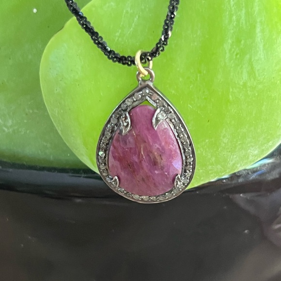 Julie Starr Dresner Pink Saphire and Black Diamond Pendant - Picture 5 of 14